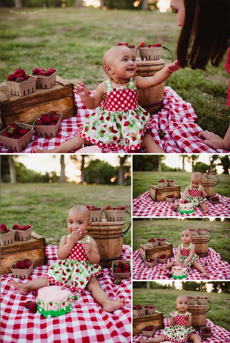 Outdoor Cake Smash | Family Photography | Northeast Mississippi Family Photographer | Strawberry Shortcake Cake Smash 