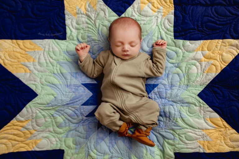 Family Heirlooms as Newborn Photography Props | Star Quilt 