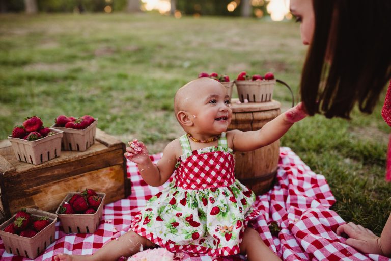 Cake Smash Photography | Family Photographer | Baby Photography | Strawberry Shortcake Cake Smash | Outdoor Cake Smash | Alaska Photographer | Anchorage, Eagle River, Palmer, Wasilla, Alaska